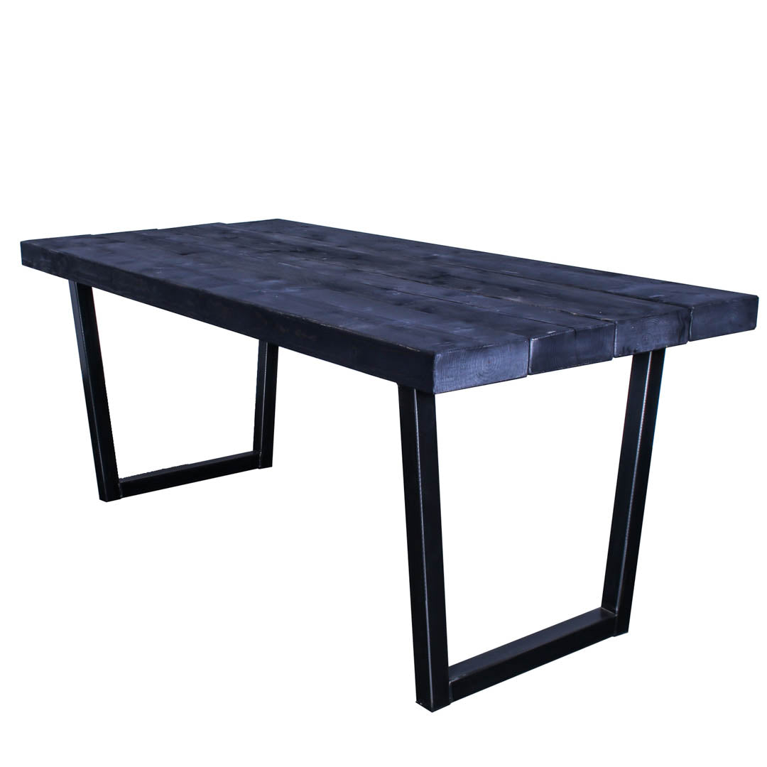extremely chunky rustic industrial dining table chunk 1 4 boards charcoal