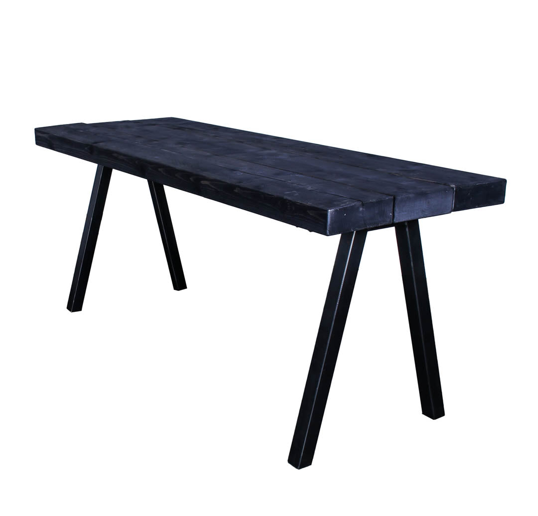 extremely chunky rustic industrial dining table chunk 2 3 boards charcoal