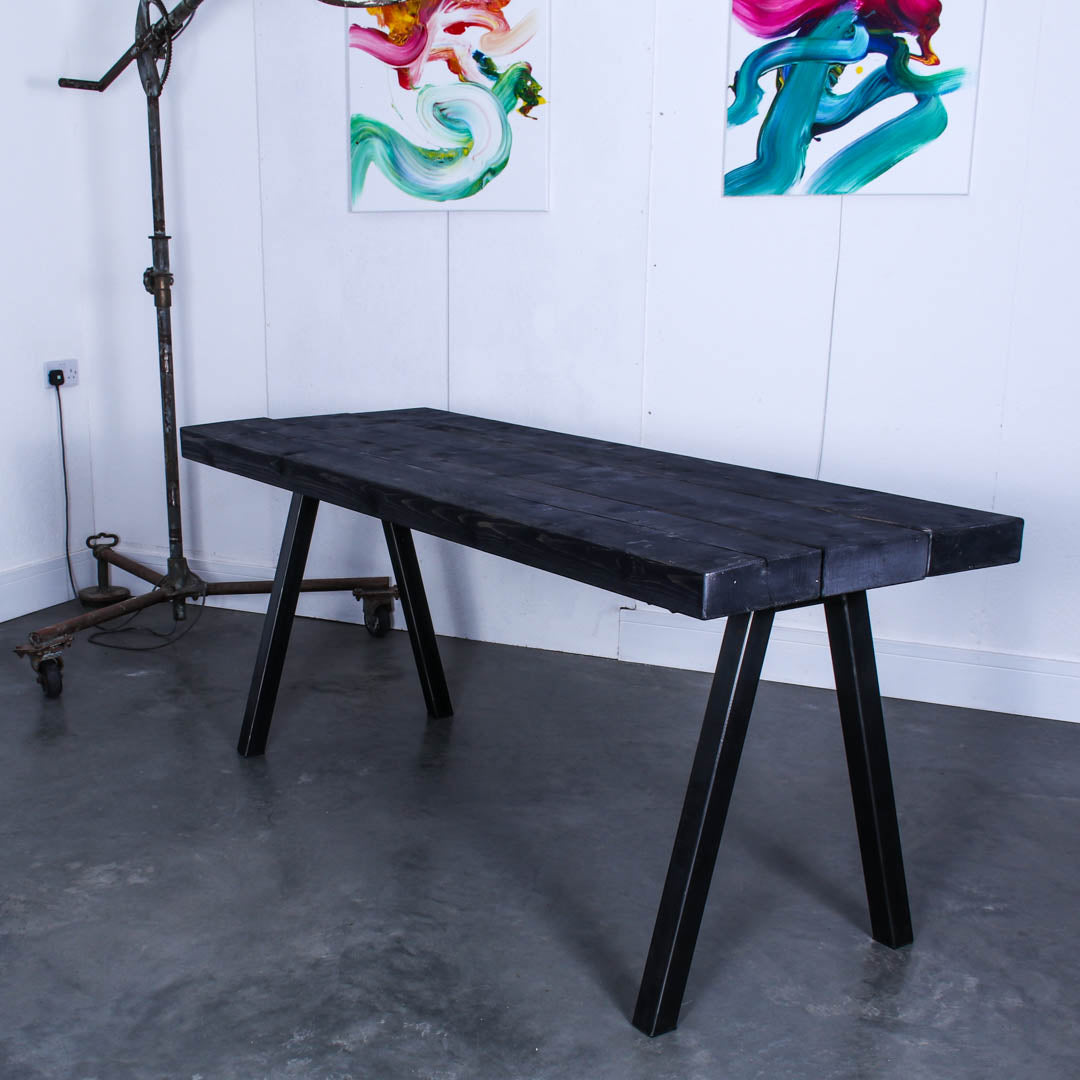 extremely chunky rustic industrial dining table chunk 2 3 boards studio charcoal