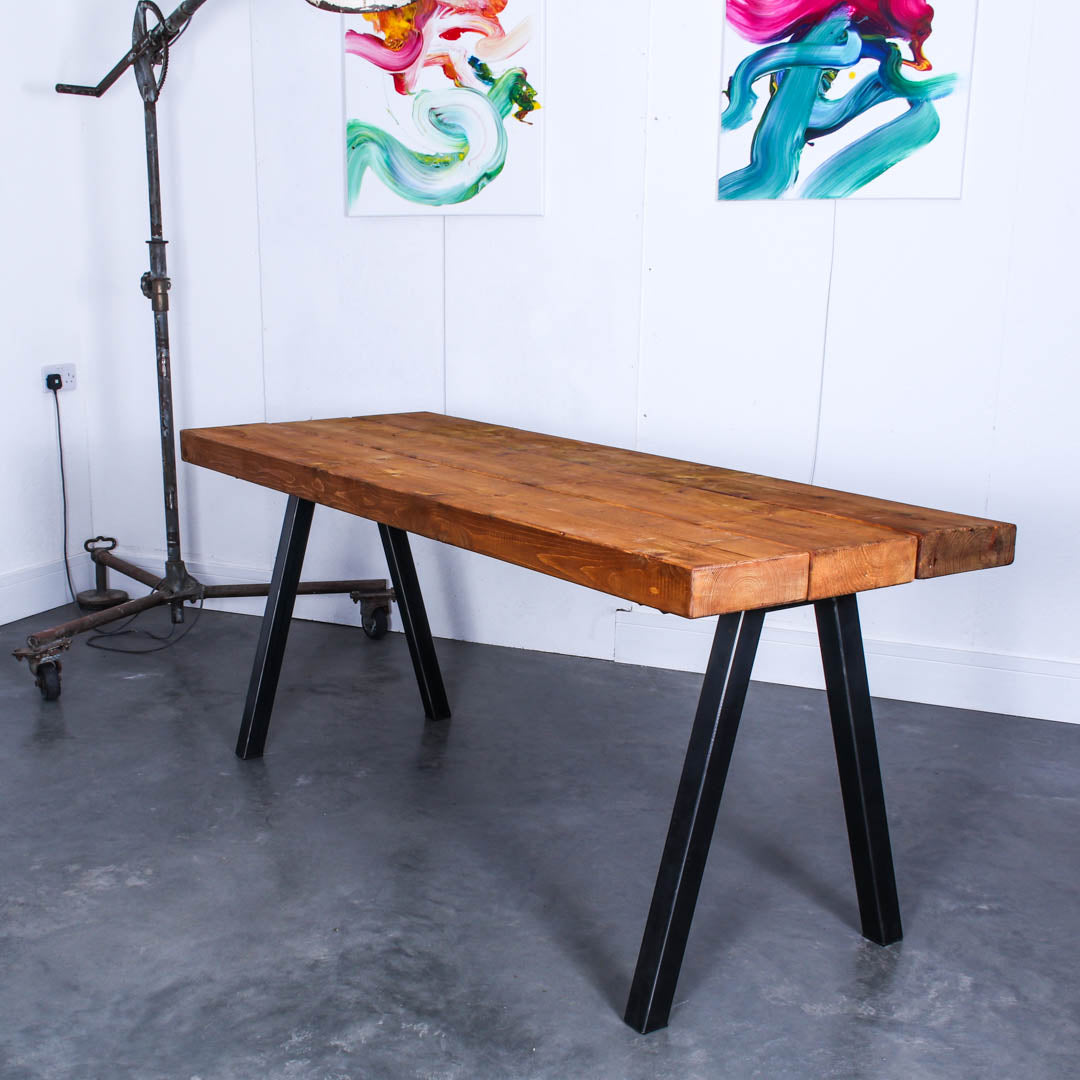 extremely chunky rustic industrial dining table chunk 2 3 boards studio oak