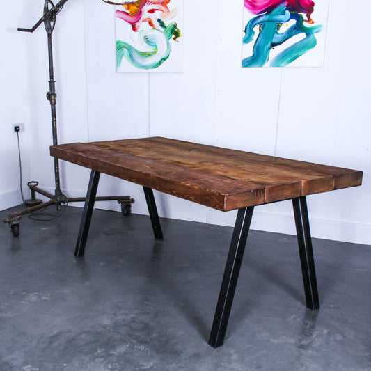 extremely chunky rustic industrial dining table chunk 2 4 boards studio walnut
