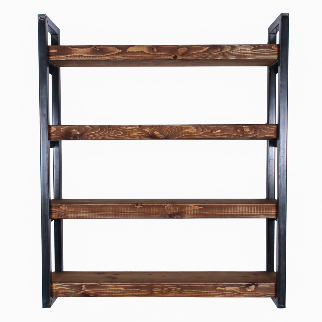 extremely chunky rustic industrial shelving unit 4 boards walnut
