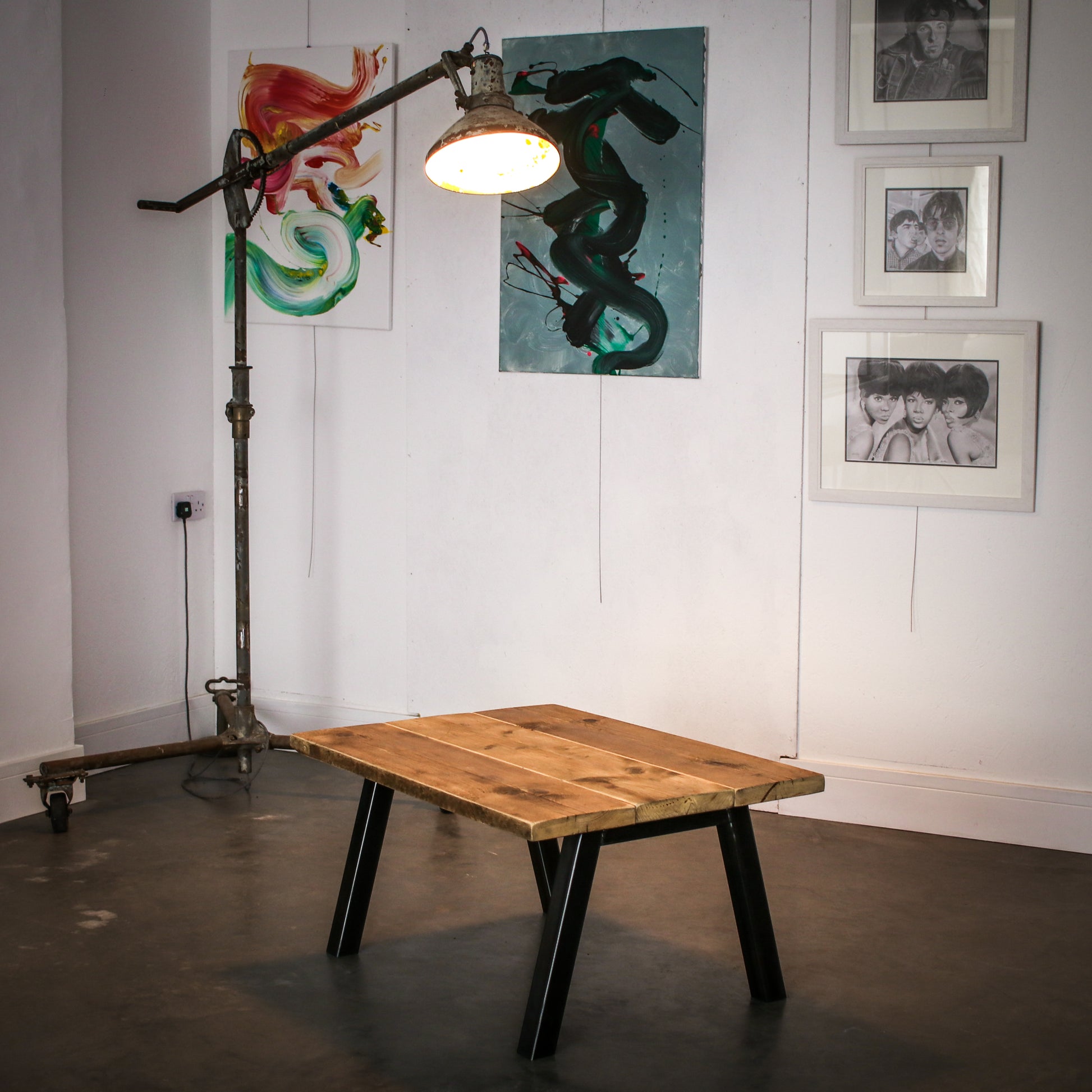 reclaimed scaffold board rustic industrial coffee table chunk 2 3 plank studio clear