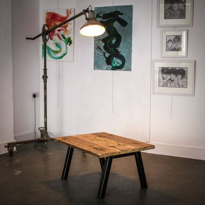 reclaimed scaffold board rustic industrial coffee table chunk 2 3 plank studio clear