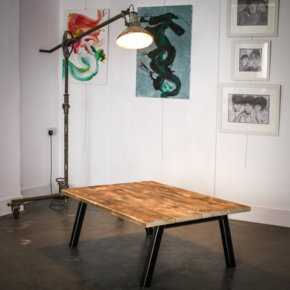 reclaimed scaffold board rustic industrial coffee table chunk 2 studio clear
