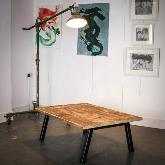reclaimed scaffold board rustic industrial coffee table chunk 2 studio clear