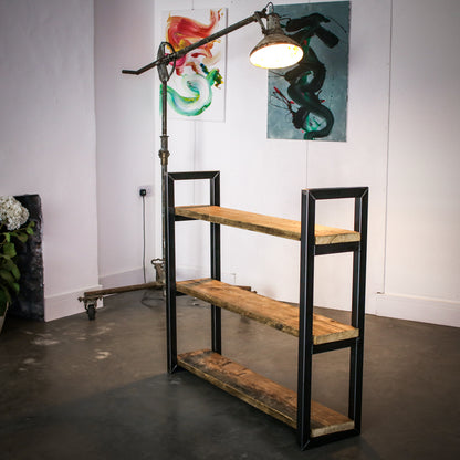 reclaimed scaffold board shelving unit 3 board floor standing lit