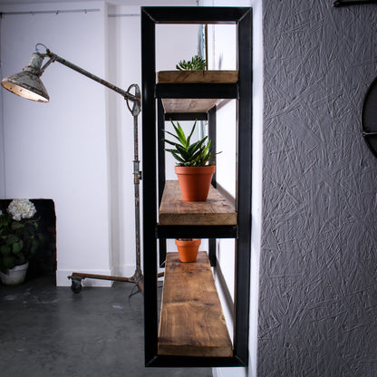 reclaimed scaffold board shelving unit 3 board studio side profile