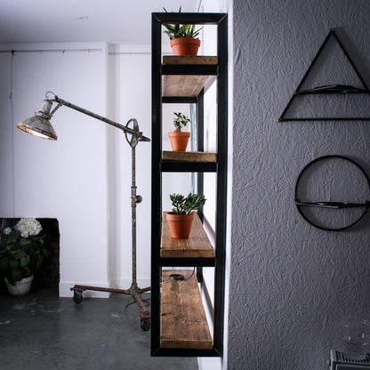 reclaimed scaffold board shelving unit 4 board studio side profile