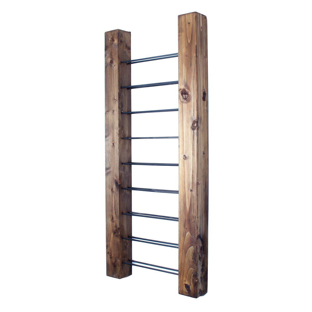 rustic industrial handmade ladder wine rack walnut 9 bottle