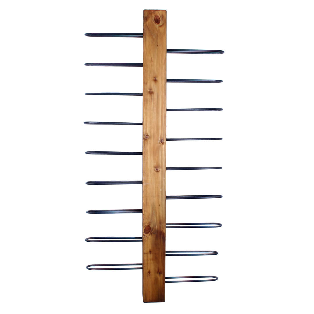 rustic industrial handmade vertical wine rack double sided 18 bottle oak empty front profile