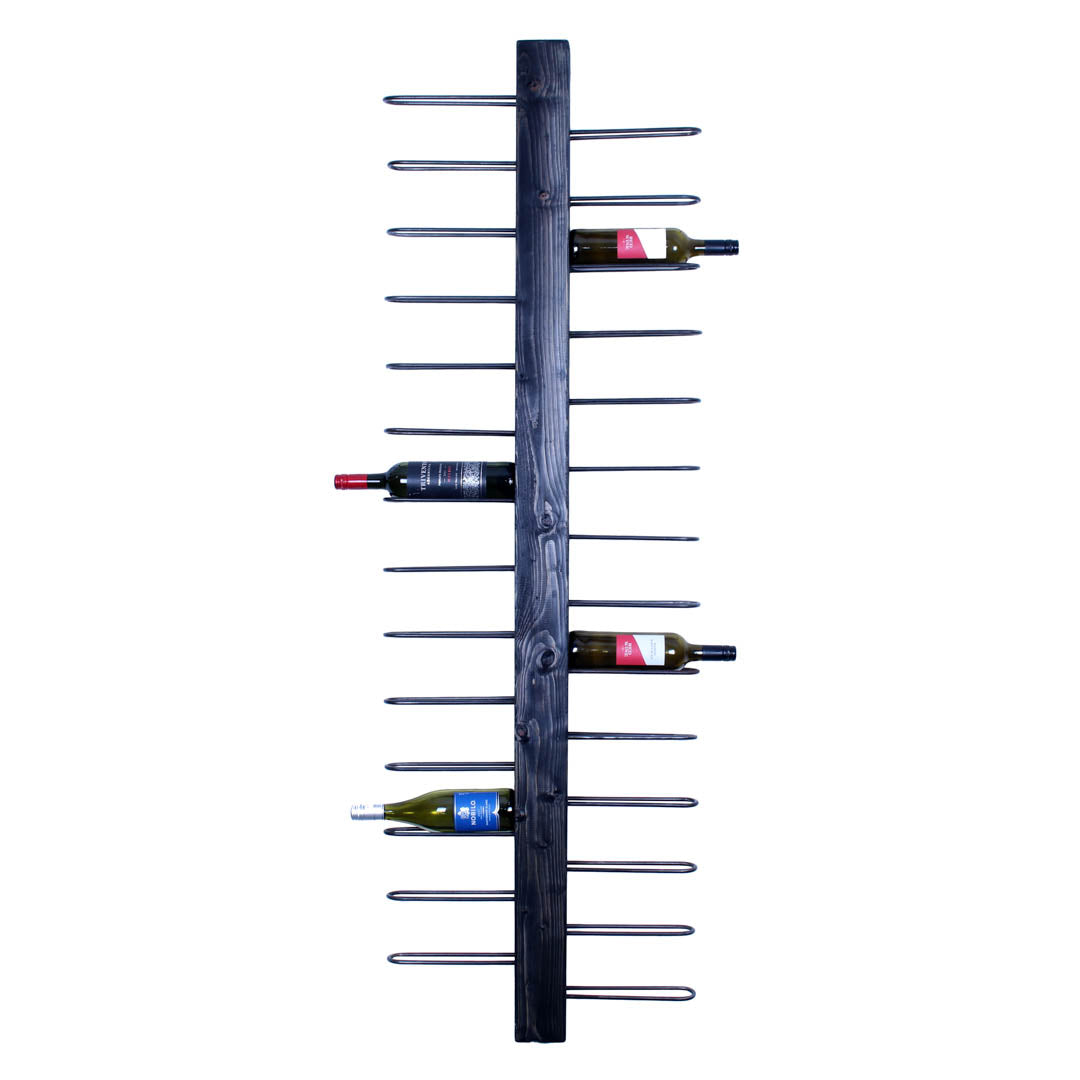 rustic industrial handmade vertical wine rack double sided 2 bottle charcoal front profile