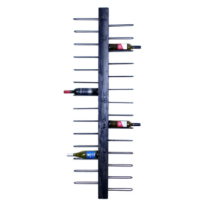 rustic industrial handmade vertical wine rack double sided 2 bottle charcoal front profile