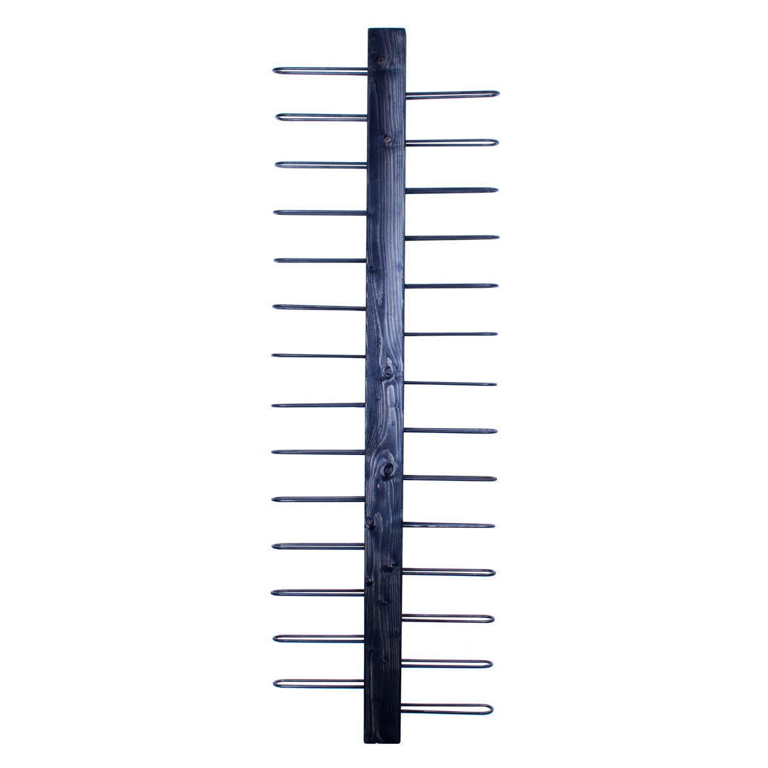 rustic industrial handmade vertical wine rack double sided 2 bottle charcoal front profile empty