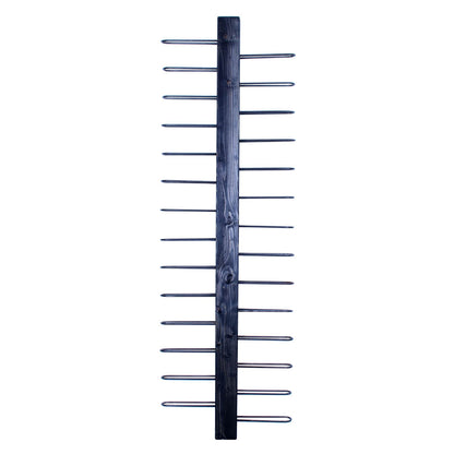 rustic industrial handmade vertical wine rack double sided 2 bottle charcoal front profile empty
