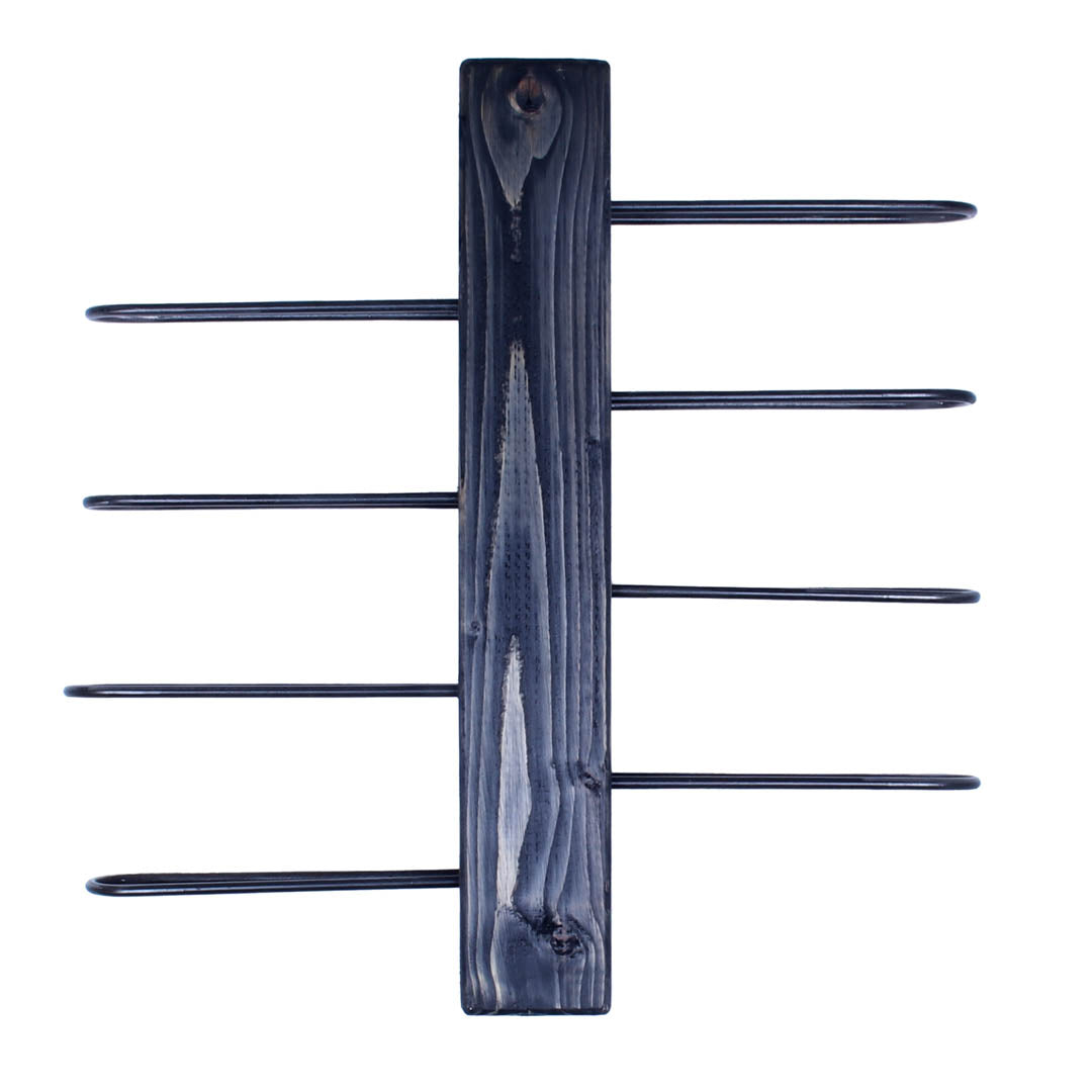 rustic industrial handmade vertical wine rack double sided 8 bottle charcoal empty front profile