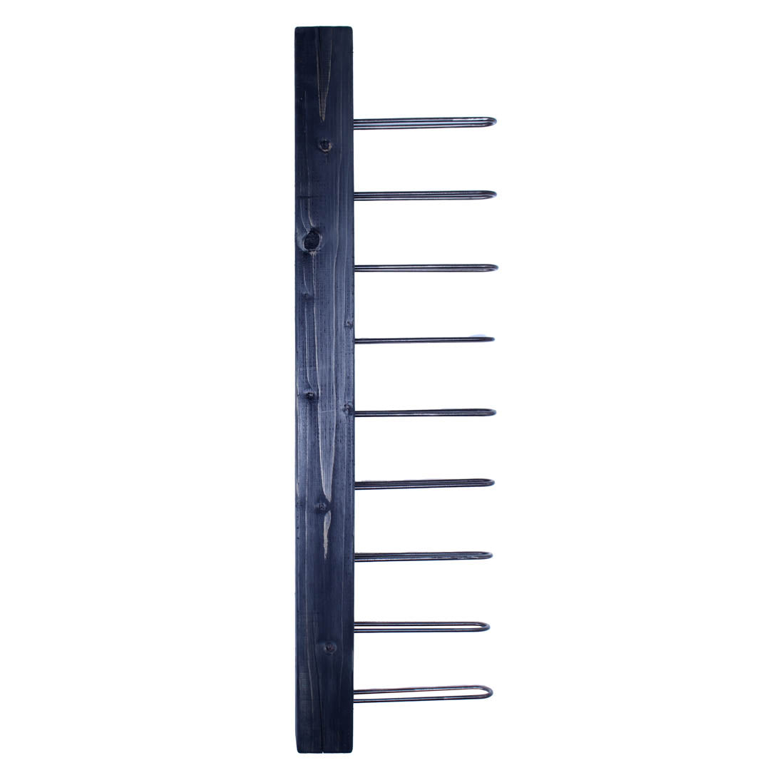 rustic industrial handmade vertical wine rack single sided 9 bottle charcoal empty front profile