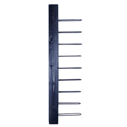rustic industrial handmade vertical wine rack single sided 9 bottle charcoal empty front profile