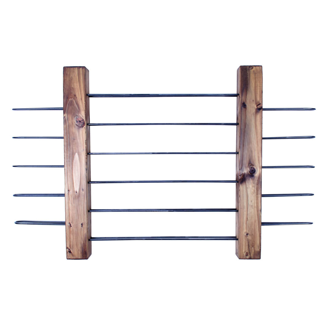 rustic industrial handmade wine rack unit double walnut 22 bottle front profile empty