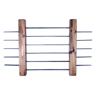 rustic industrial handmade wine rack unit double walnut 22 bottle front profile empty
