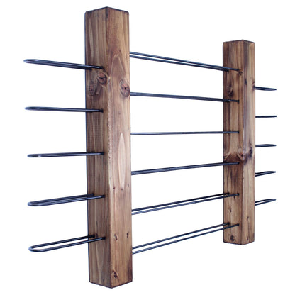 rustic industrial handmade wine rack unit double walnut 22 bottle side profile empty