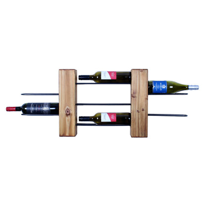 rustic industrial handmade wine rack unit oak 7 bottle front profile 