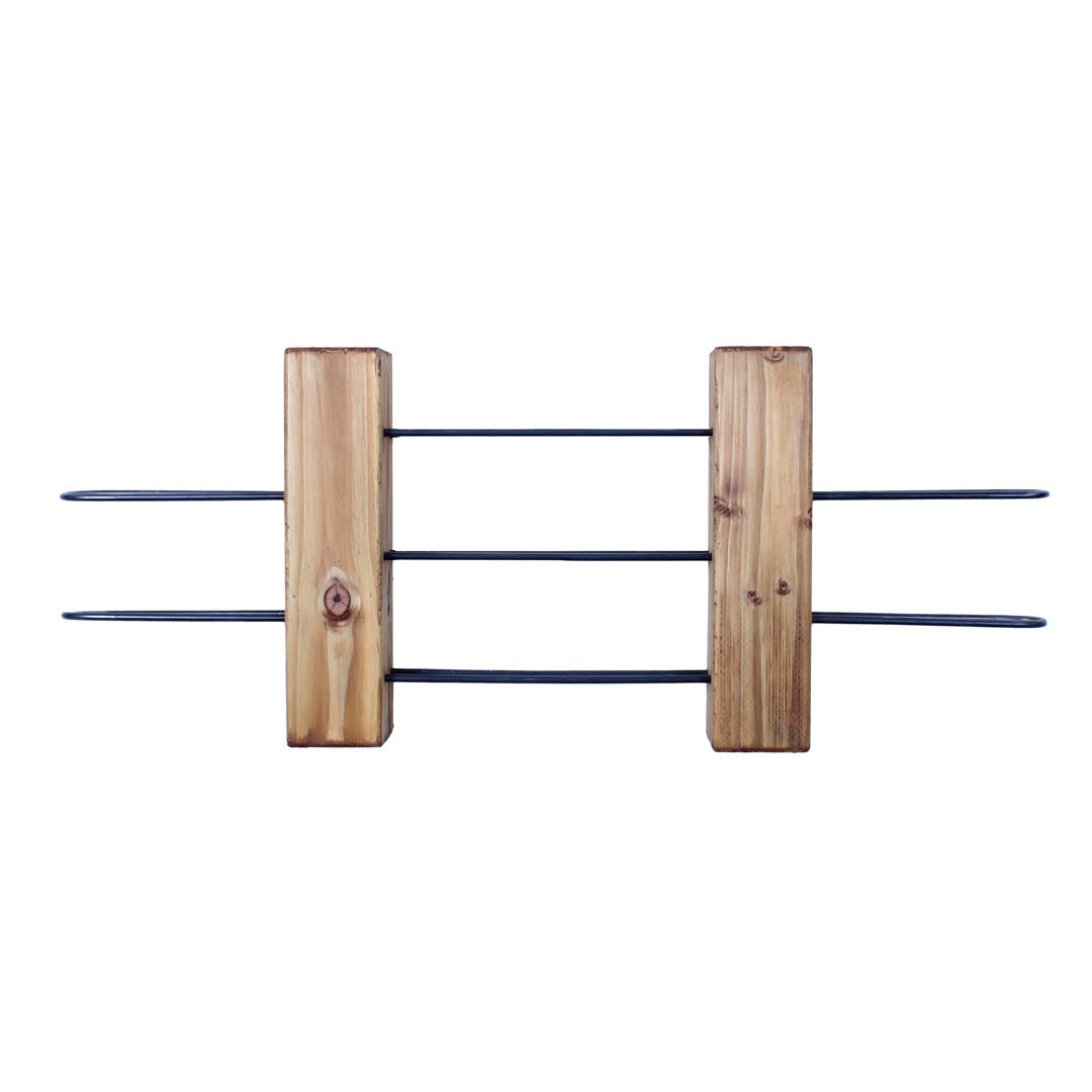 rustic industrial handmade wine rack unit oak 7 bottle front profile empty