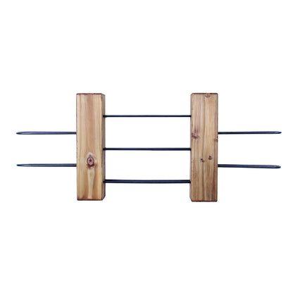 rustic industrial handmade wine rack unit oak 7 bottle front profile empty
