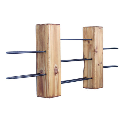 rustic industrial handmade wine rack unit oak 7 bottle side profile empty