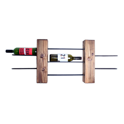 rustic industrial handmade wine rack unit walnut 7 bottle front profile 